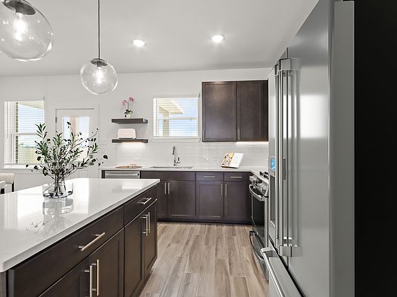 Kitchen with floating shelves
