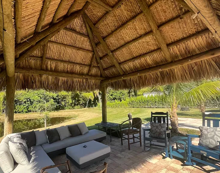 View of tiki hut cover, sitting area