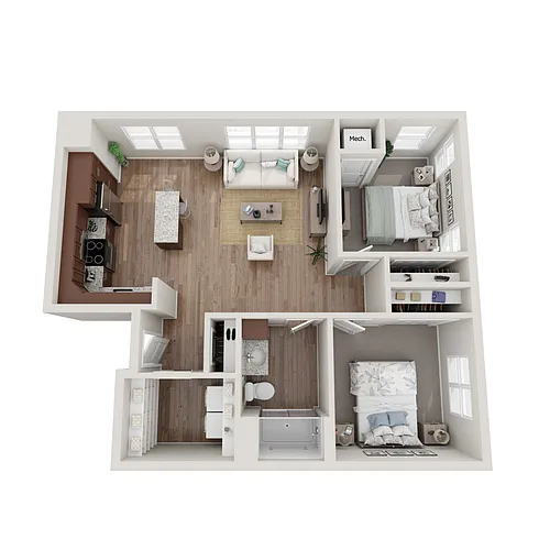Floor plan Two Bedroom One Bath