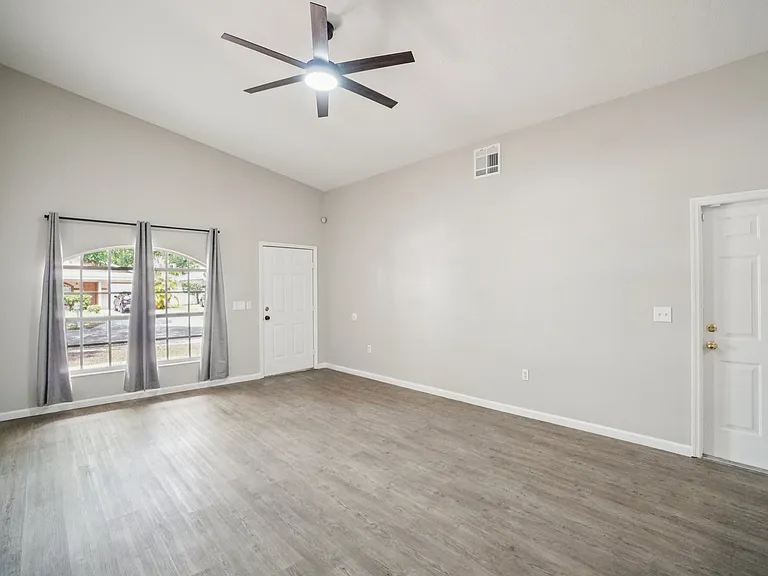 Spacious dining area with a seamless flow into the living space and kitchen.