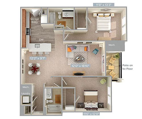Floor plan B1-2-Gar-1211sq