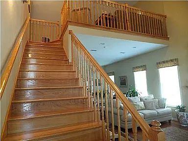 Wood stairs are now painted black.