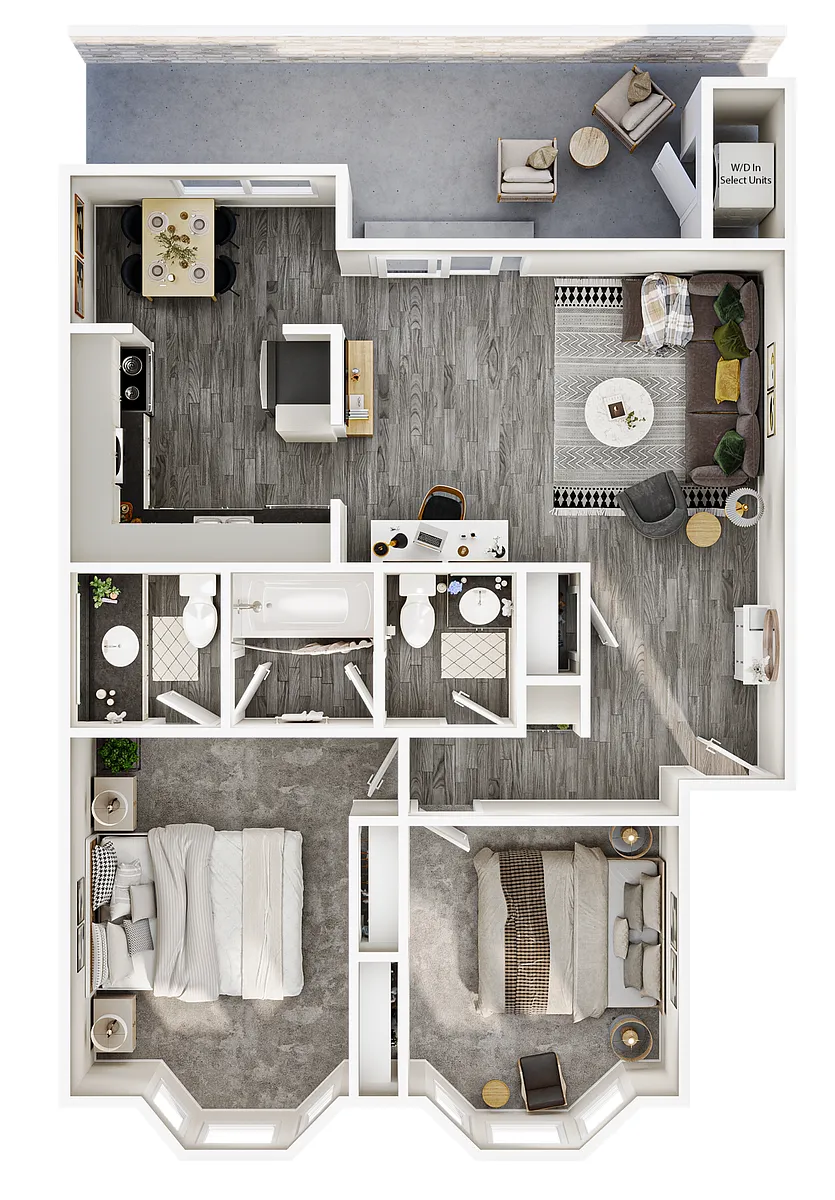 Floor plan 2 Bed 1.5 Bath - Renovated