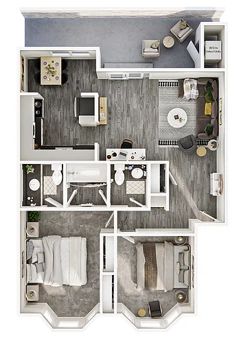 Floor plan 2 Bed 1.5 Bath - Renovated