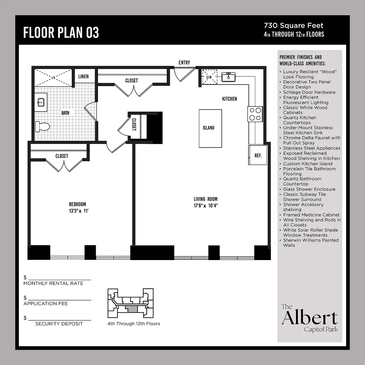 Floor plan 1 Bedroom Unit - A3