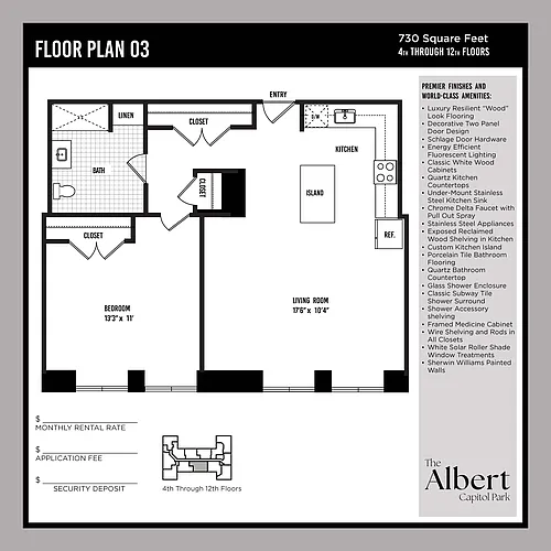 Floor plan 1 Bedroom Unit - A3