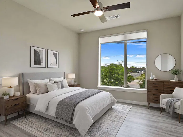 Experience peaceful nights and restful mornings in your cozy, inviting bedroom.