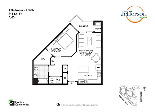 Floor plan $3.39/sq.ft. - A-03 One Bedroom