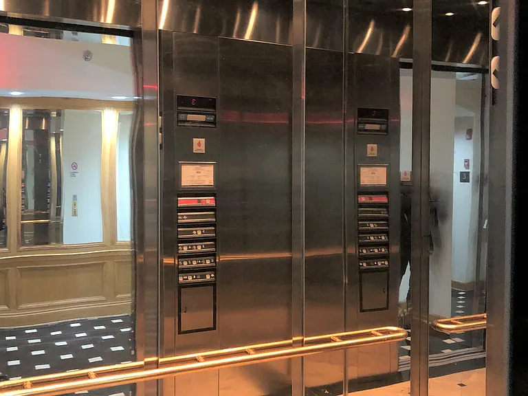 Elevator from garage to apartment floor.