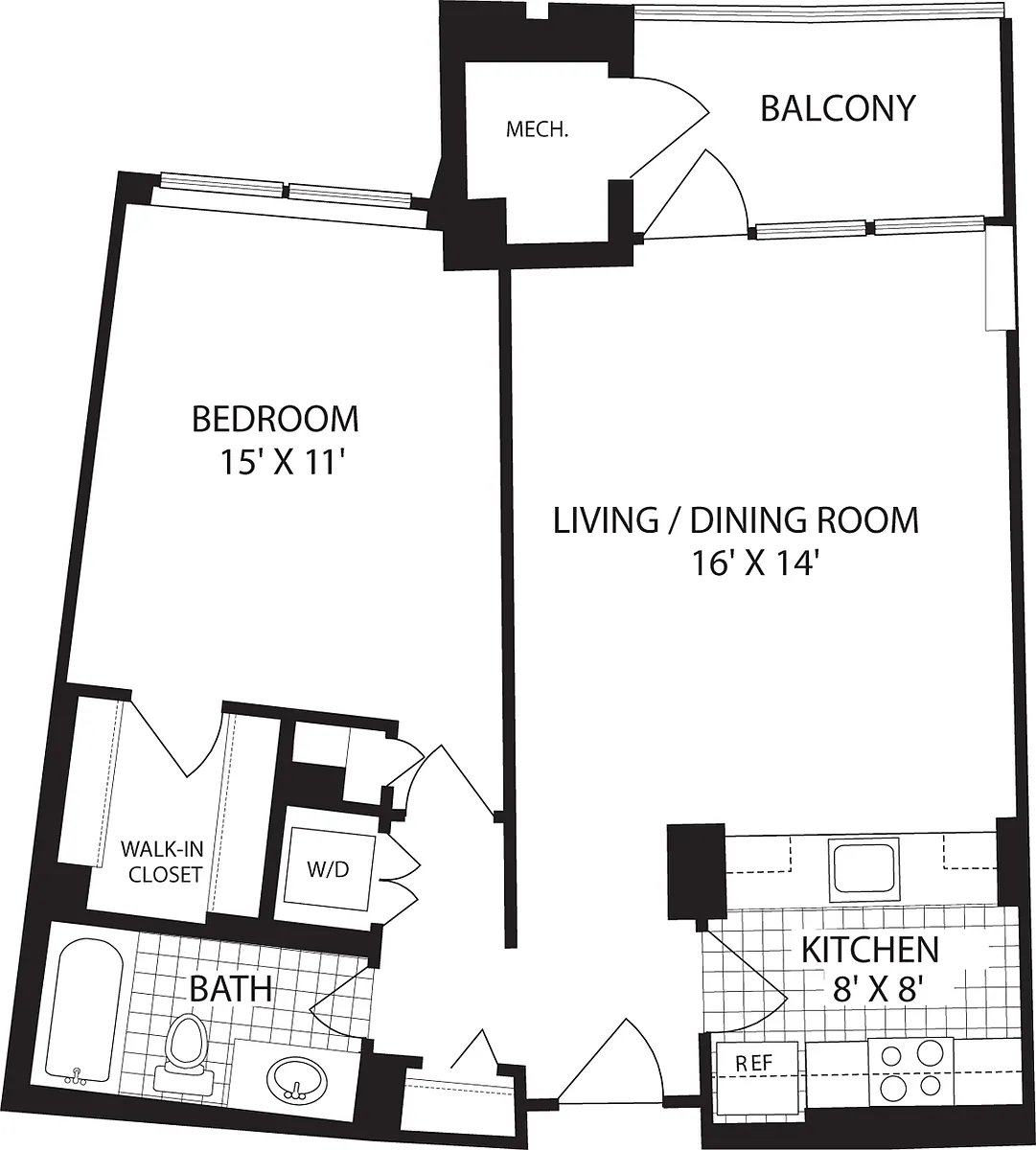 Floor plan 1 Bedroom D