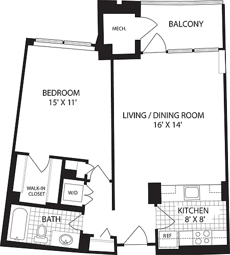 Floor plan 1 Bedroom D