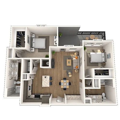 Floor plan B3 2x2 1209 SF