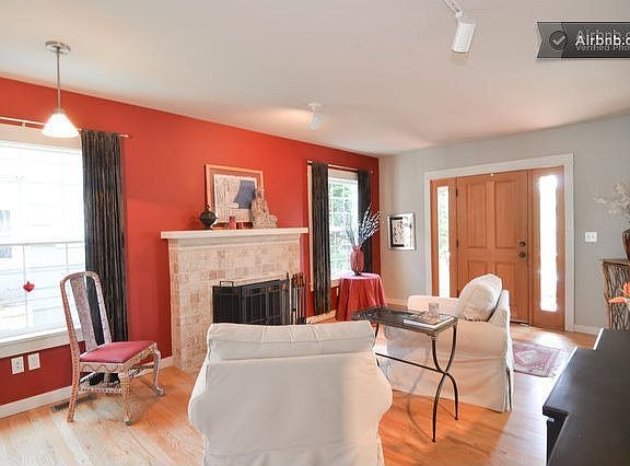 Living room and fireplace