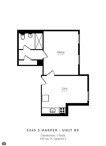 Floor plan 1 Bed |1 Bath (B9)