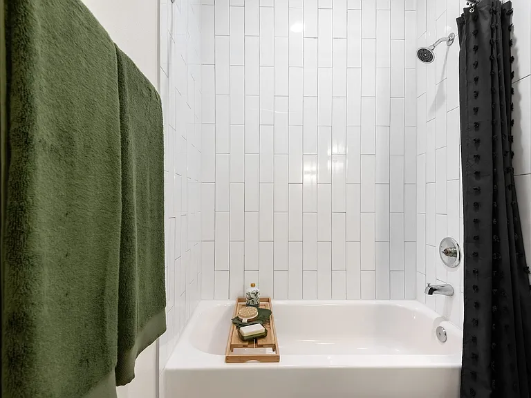 Large Shower and Tub with Subway Tiles