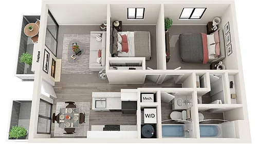 Floor plan 2x2 Renovated