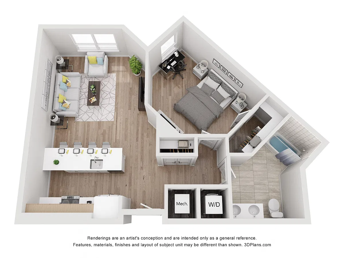 Floor plan Avenue G | 1 Bed/1 Bath-AW-05.1