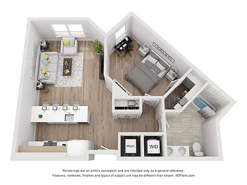 Floor plan Avenue G | 1 Bed/1 Bath-AW-05.1