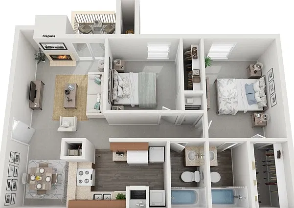 Two Bedrooms, Two Bathrooms, 1000 sqft, Patio/Balcony, Fireplaces in Selected Units, Vaulted Ceilings in Selected Units, Full Size Washer/Dryer Connections Two Bedrooms, Two Bathrooms, 1000 sqft, Patio/Balcony, Fireplaces in Selected Units, Vaulted Ceilin