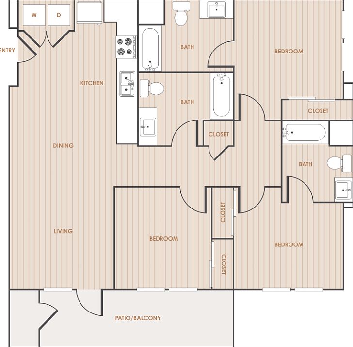 3 Bedroom 3 Bathroom 33A Floorplan Diagram