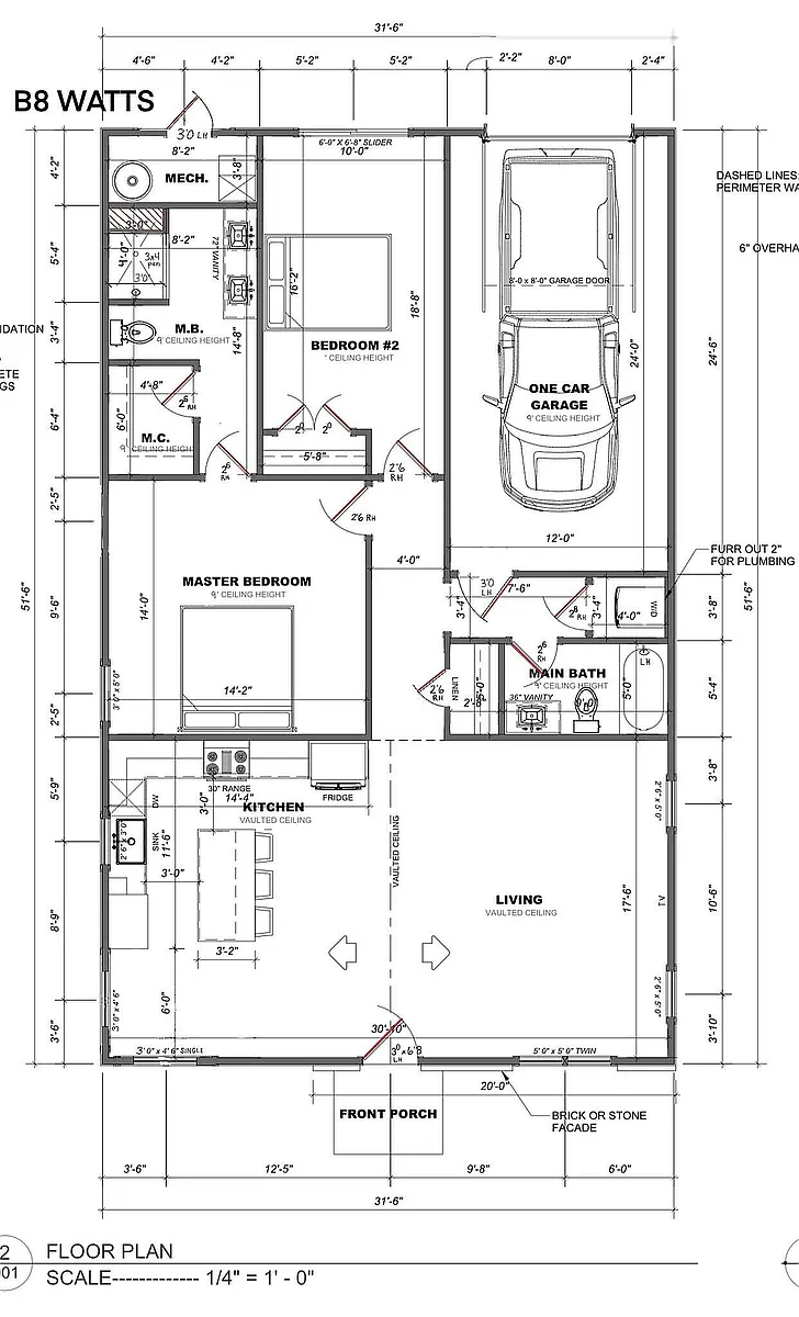 Floor plan The Watts - 2 Bedroom