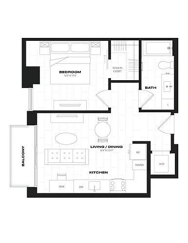 Floor plan 1 Bed/1 Bath-B4.1