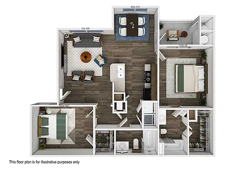 Floor plan 2 Bedroom 2 Bathroom B1