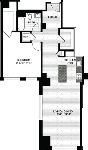 Floor plan 1 Bedroom GG