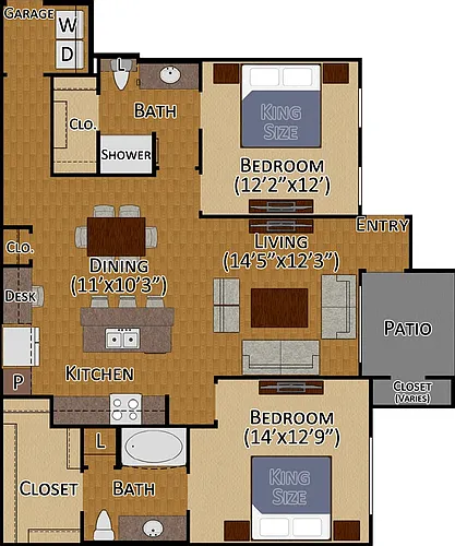 Floor plan 2x2 Floor 1 Garage