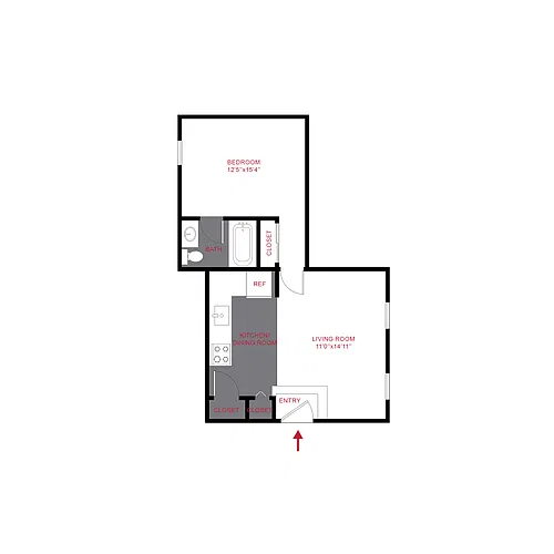 Floor plan 1153.A1 - One Bedroom