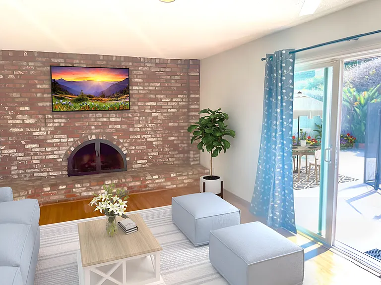 Family Room with fireplace. (virtually staged)