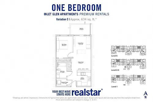 Floor plan 1 Bed 1 Bath C
