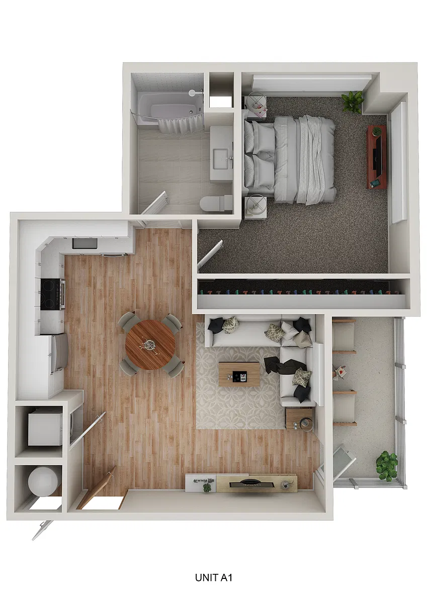 Floor plan A1 - 1 Bedroom