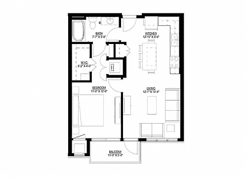 Floor plan One Bedroom D