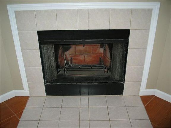 Wood Burning Fireplace With Tile Hearth