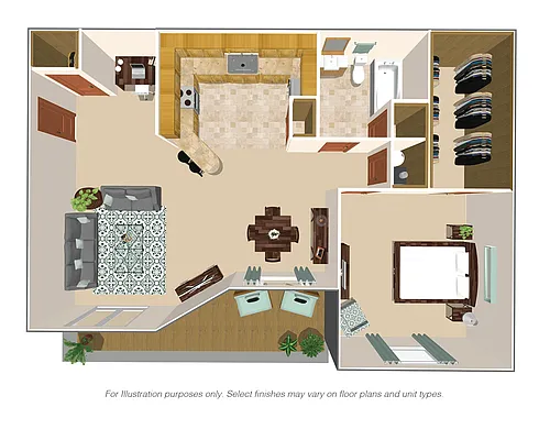Floor plan 1 Bedroom, 1 Bath 900SqFt