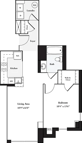 Floor plan 1 Bedroom D