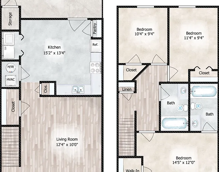 3 Bedroom Townhome Floorplan Diagram