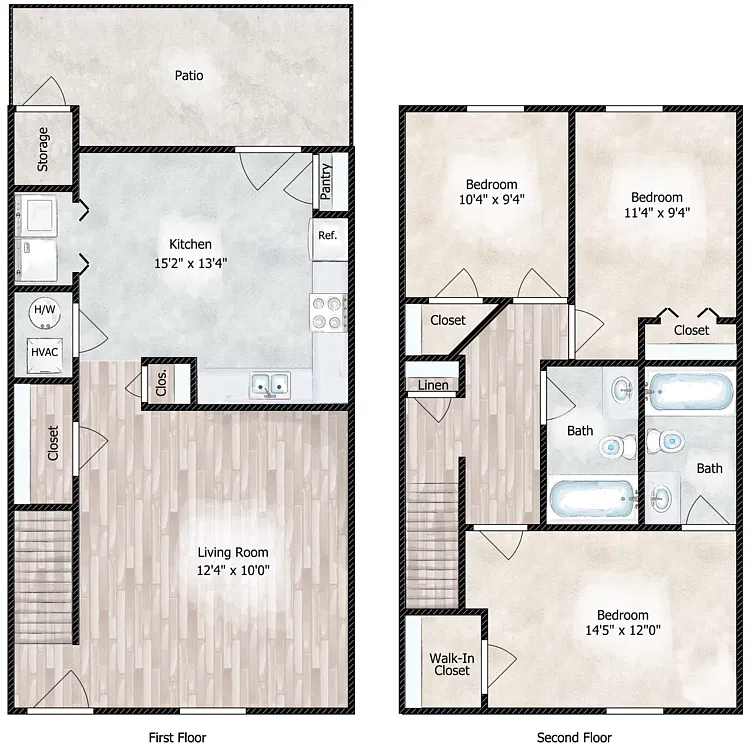 Floor plan 3 Bedroom Townhome
