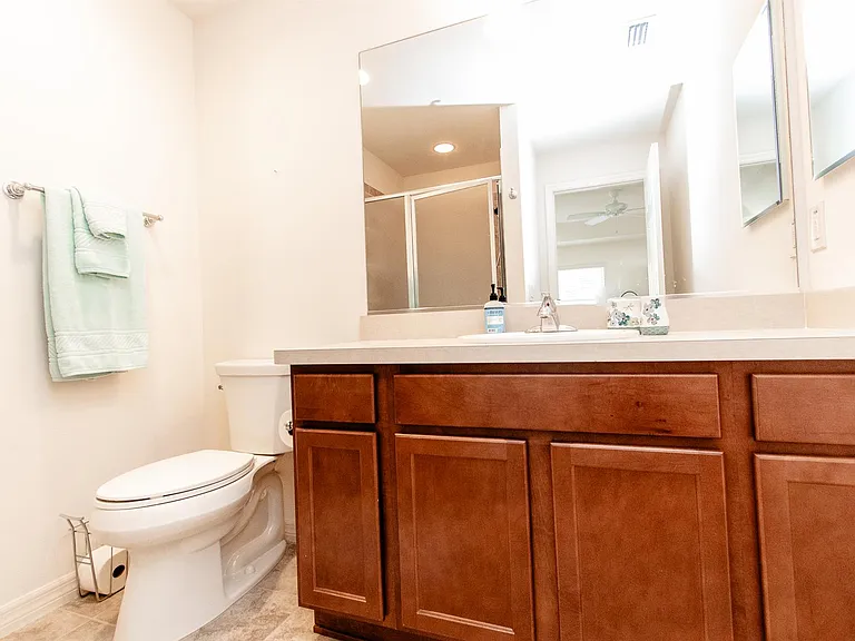 Master bathroom, has walk in shower