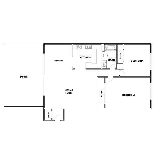 Floor plan Granada B Renovated | 2 Bed | 1 Bath