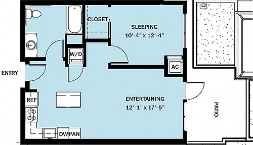 Floor plan 1 Bedroom 1 Bath B14