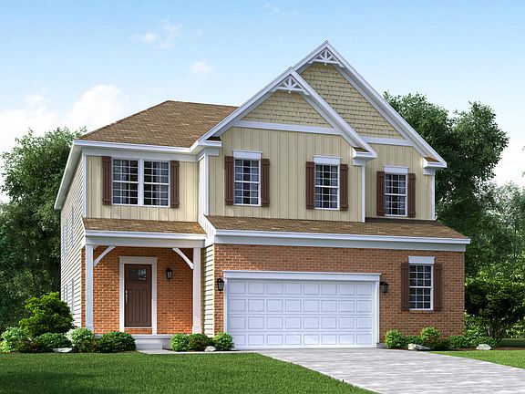 Elevation E Opt Victorian Inspired Partial Brick Front with 2 Car Garage