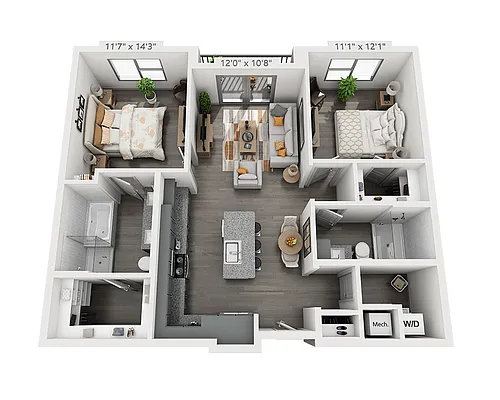 Floor plan Two Bedroom B2B-II