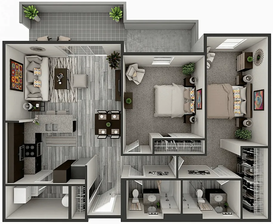 Floor plan Berghoff 2 Bedroom 2 Bath