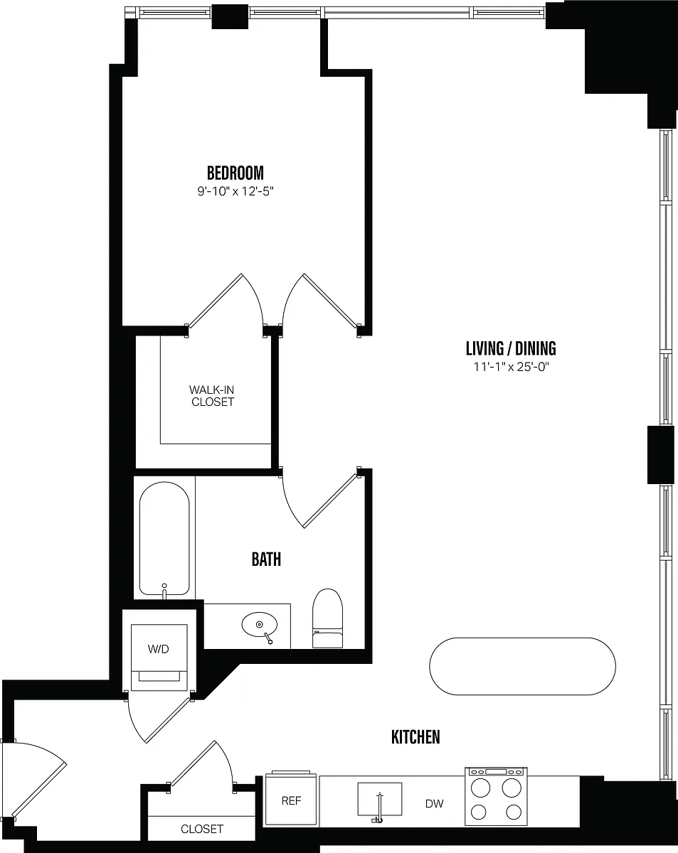 Floor plan 1 Bed/1 Bath-C2A.1