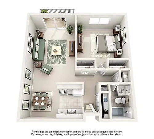 Floor plan 1 Bed 1 Bath
