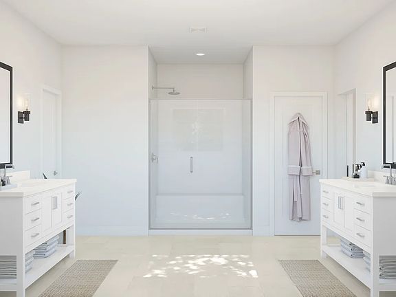 Primary bath with dual vanities