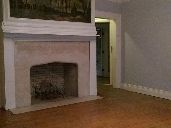 Another view of the fireplace, with entry to apt behind it t