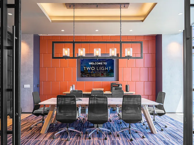 The Business Center & Conference Room at Two Light Luxury Apartments